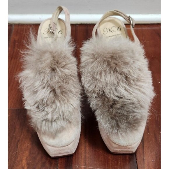 No. 6 Victoria Platform Heels Blush Furry Chunky Shoes Size 8 Designer Statement - Picture 2 of 11